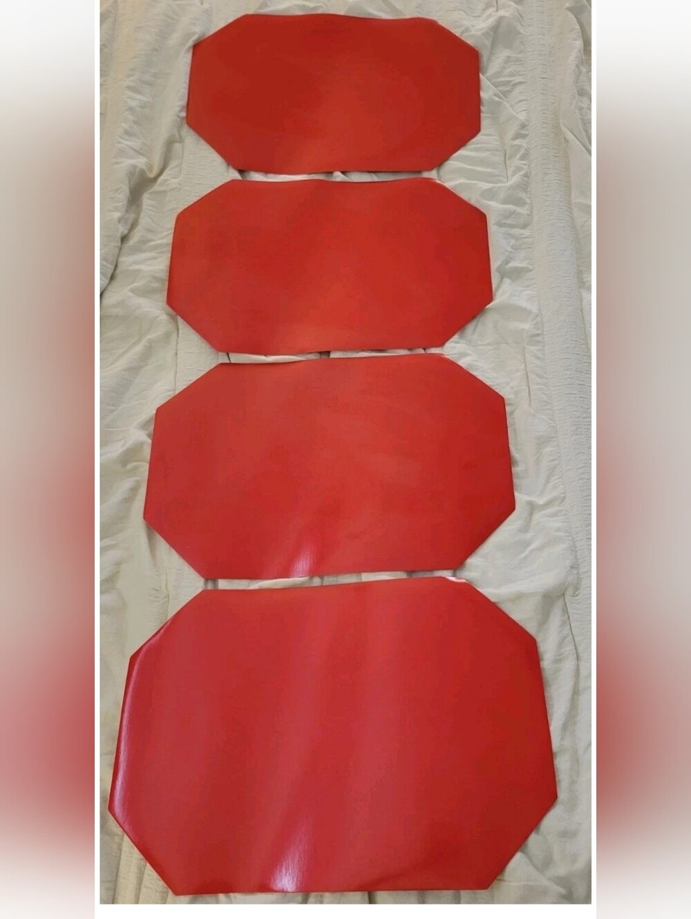 Vintage Foam Vinyl Placements Set 4 Bright Red Retro 80s 90s Rectangular